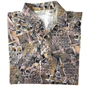 Vintage 70s Lilly Dache Men Polo Shirt Sz M Psychedelic Disco Grunge Rockabilly